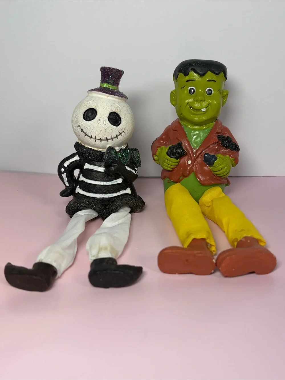 Halloween Bobble Head & Dangly Leg Shelf Sitters Jack Skellington Frankenstein